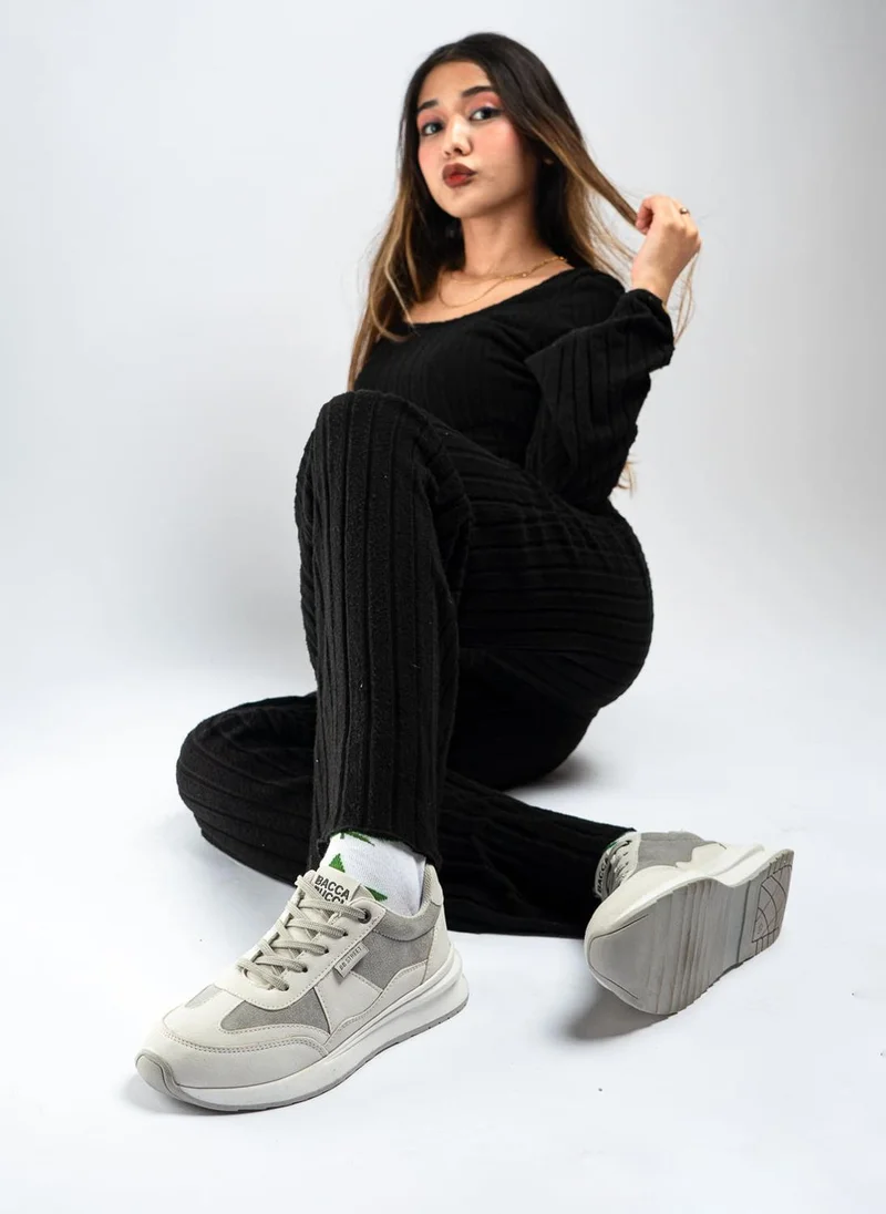 Bacca Bucci White Grey TAMRA Low-Top Trendy and Durable Sneakers for Women | Best Price UAE